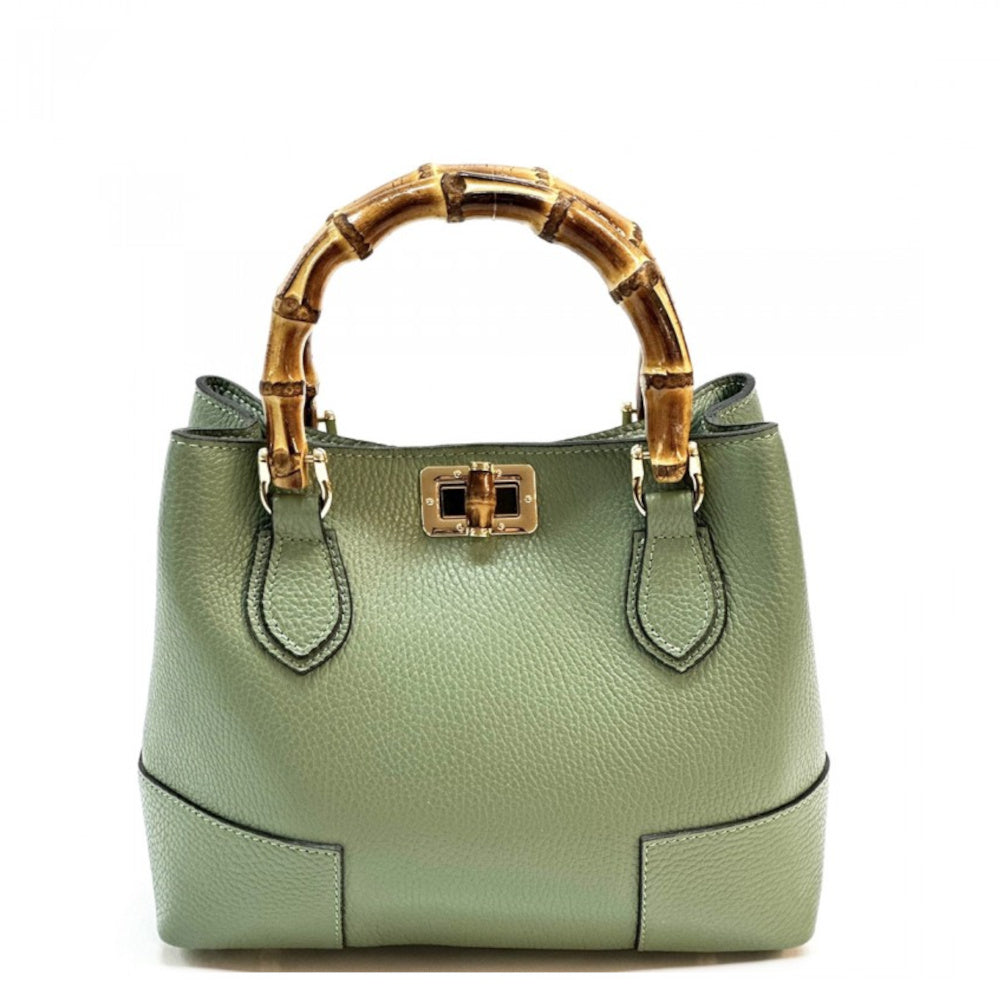 Borsa da donna verde chiaro a mano in pelle 26x12x21 cm - Fabrizia