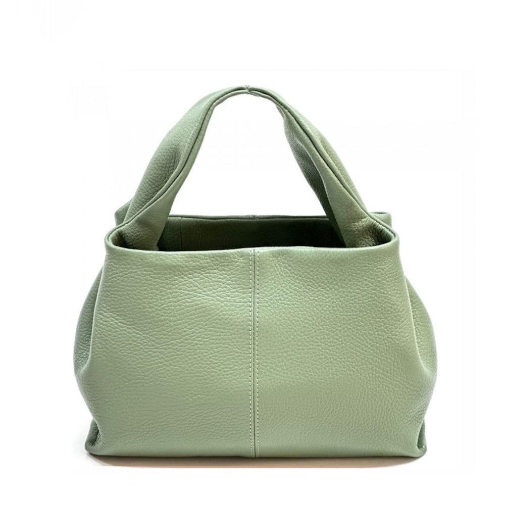 Borsa da donna verde chiaro a mano in pelle 27x10x18 cm Lucea