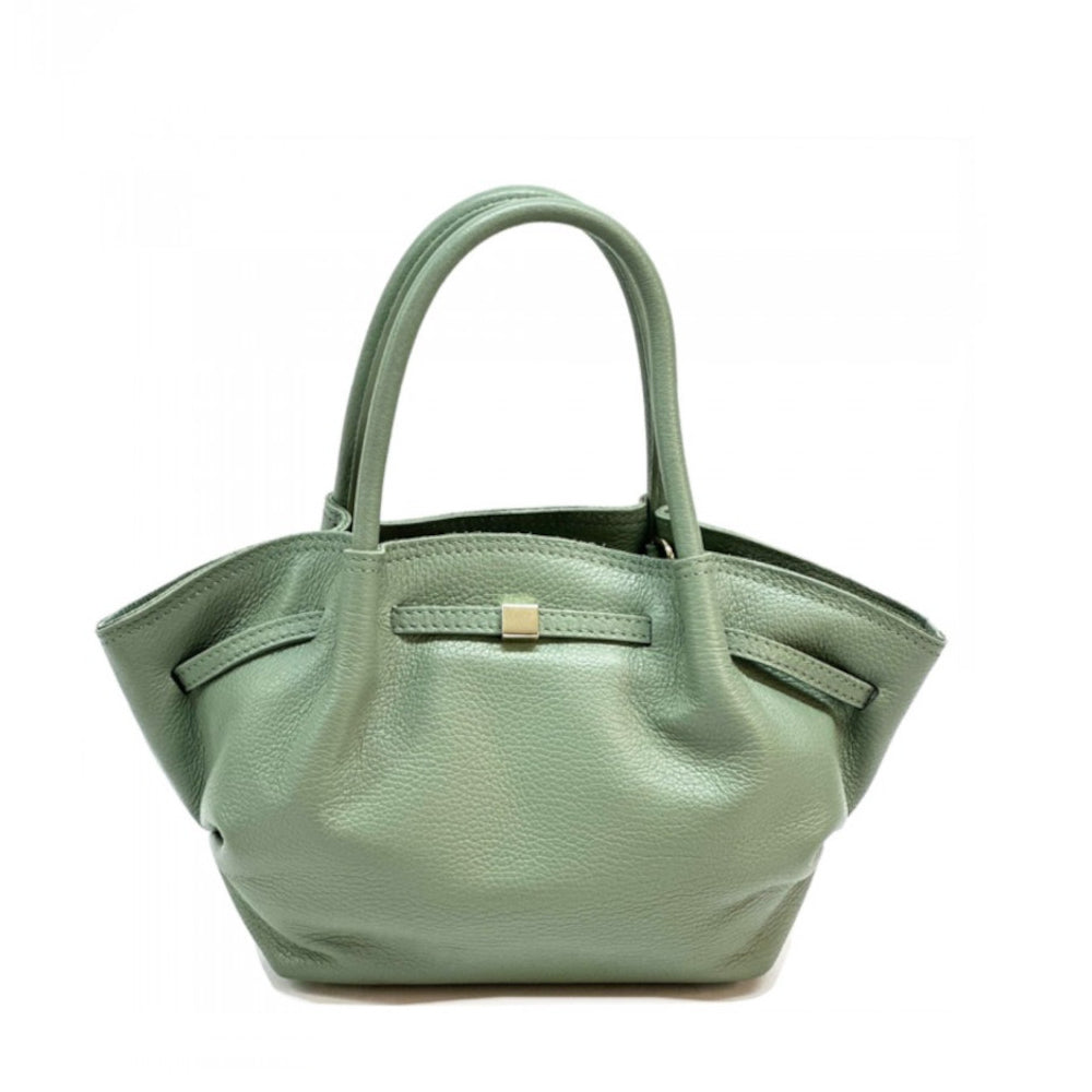 Borsa da donna verde chiaro a mano in pelle 33x10x20 cm Terra
