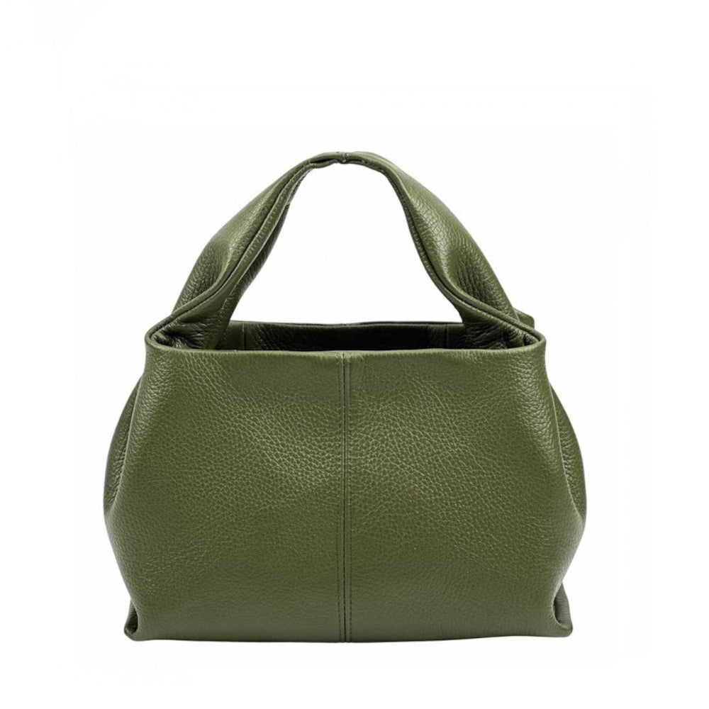 Borsa da donna verde scuro a mano in pelle 27x10x18 cm Lucea