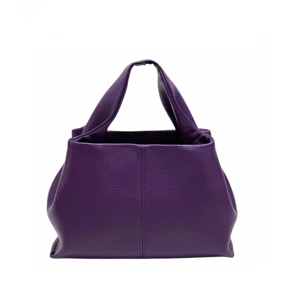 Borsa da donna viola a mano in pelle 27x10x18 cm Lucea