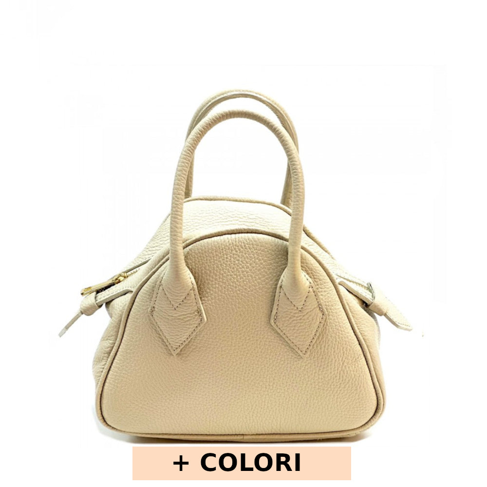 Borsa donna Beige a mano in pelle 24x11x19 cm Portofino