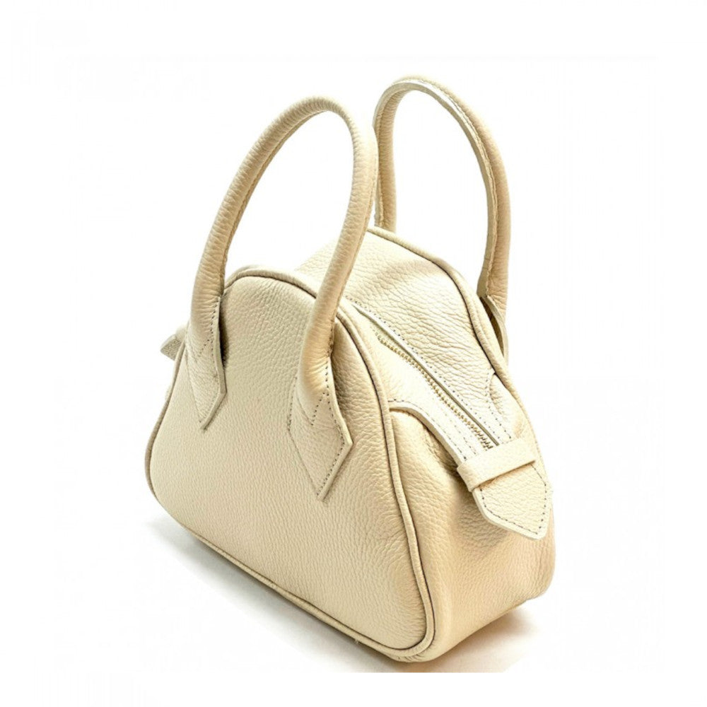 Borsa donna Beige a mano in pelle 24x11x19 cm Portofino