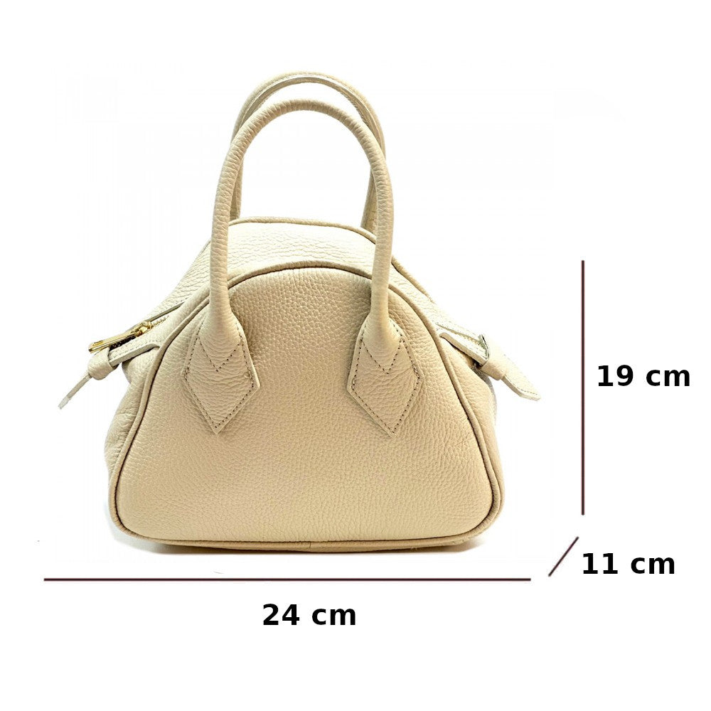 Borsa donna Beige a mano in pelle 24x11x19 cm Portofino
