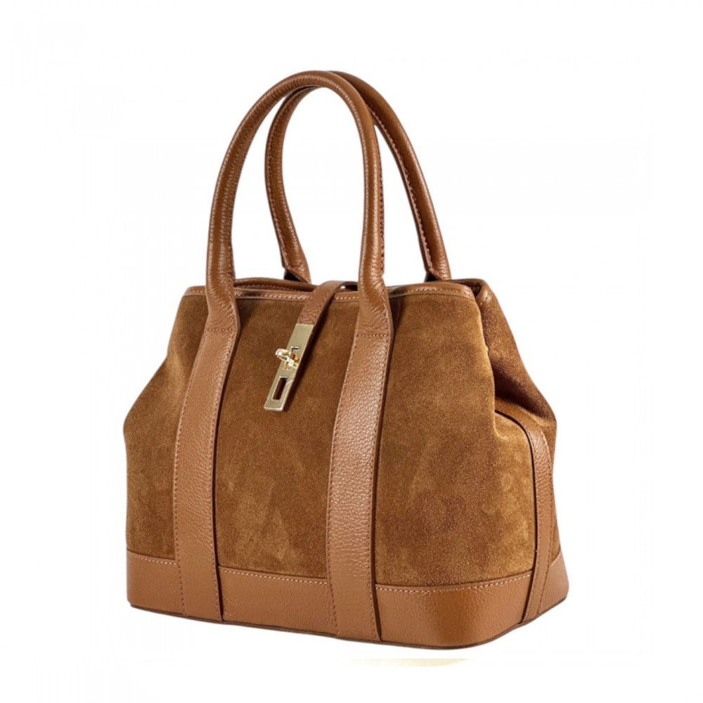 Borsa donna Cuoio Scuro a spalla in pelle 35x14.5x23 cm Vera