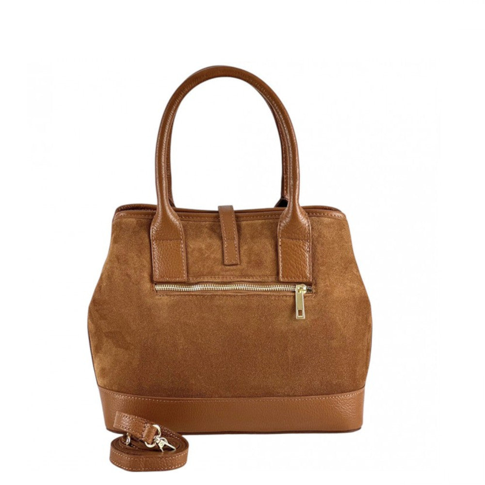 Borsa donna Cuoio Scuro a spalla in pelle 35x14.5x23 cm Vera