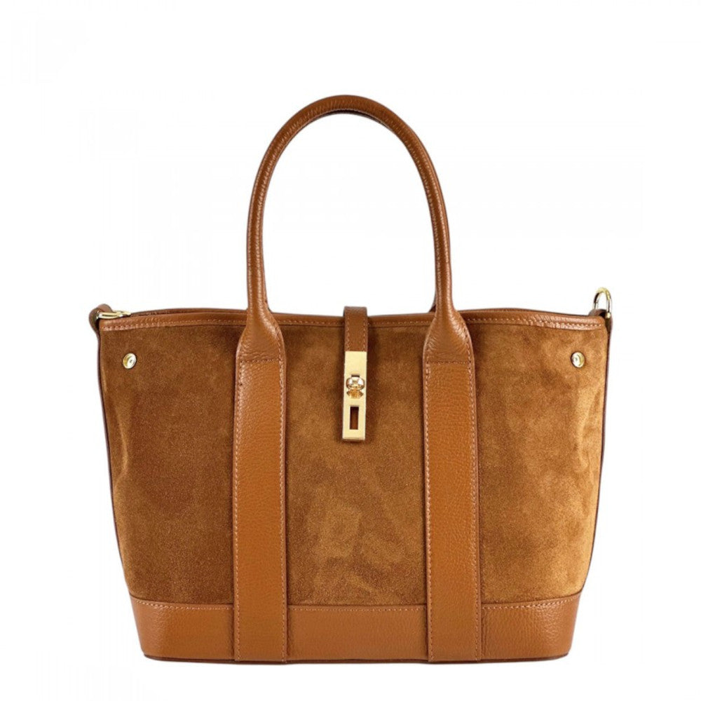 Borsa donna Cuoio Scuro a spalla in pelle 35x14.5x23 cm Vera