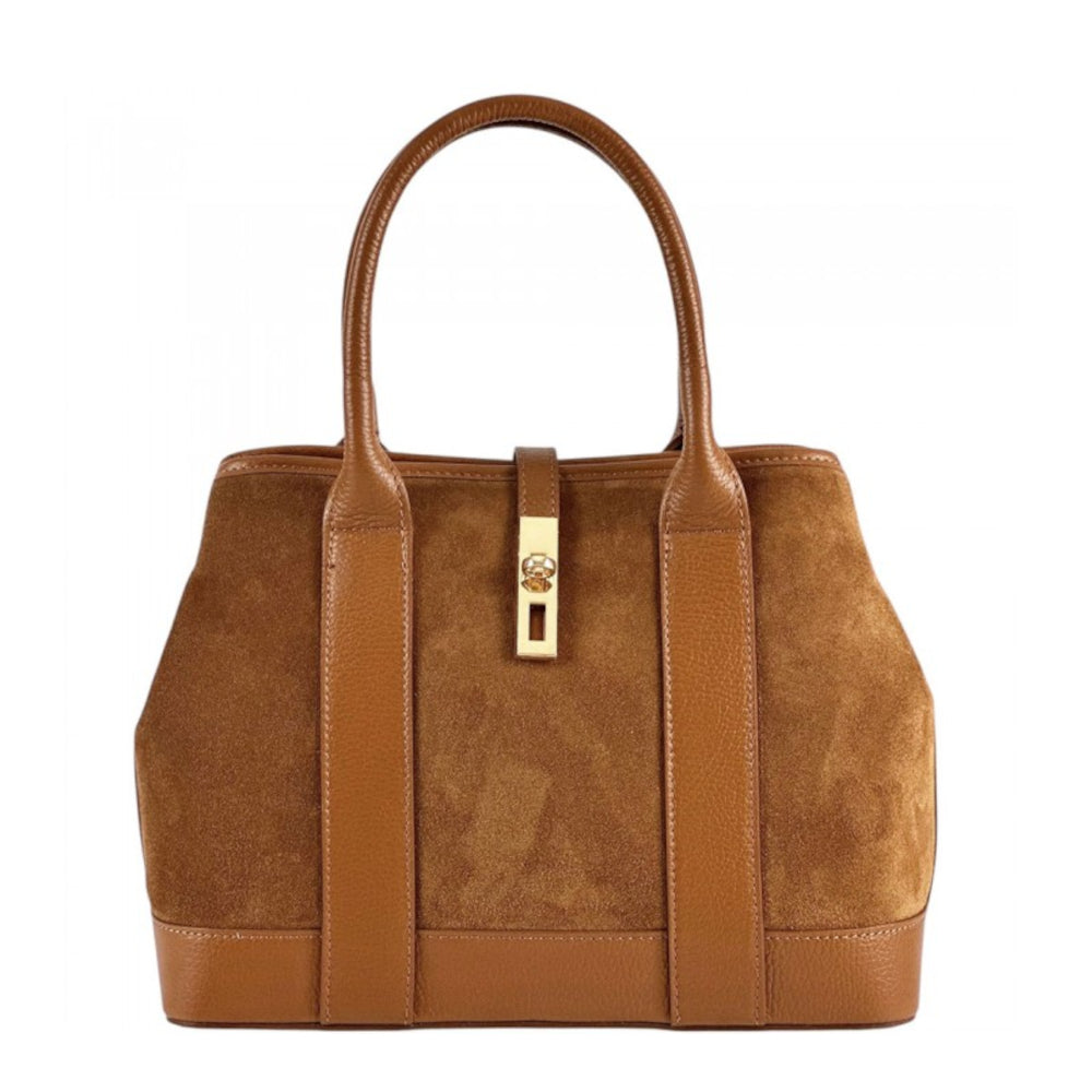 Borsa donna Cuoio Scuro a spalla in pelle 35x14.5x23 cm Vera