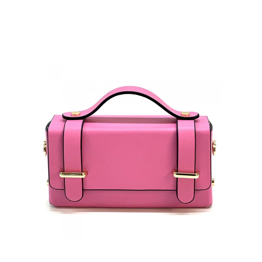 Borsa donna Fucsia a mano in vera pelle 19x5x10 cm - Bruna