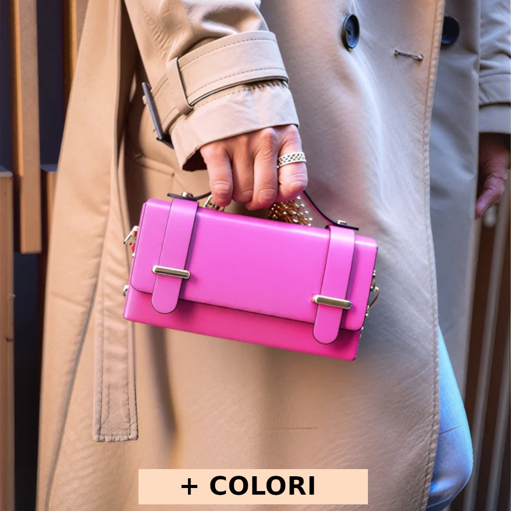Borsa donna Fucsia a mano in vera pelle 19x5x10 cm - Bruna