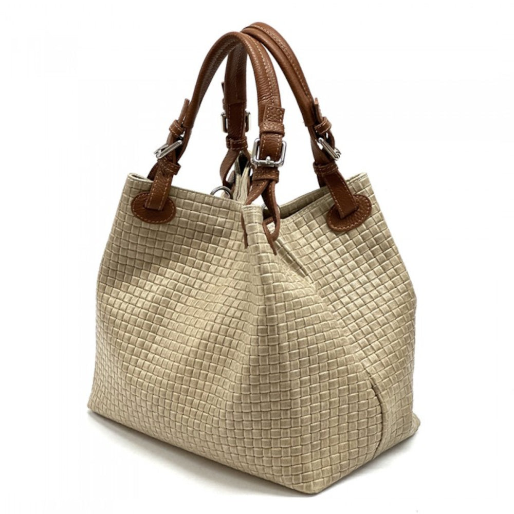 Borsa donna Tortora Chiaro a spalla in pelle 35x16x30 cm Debora IN