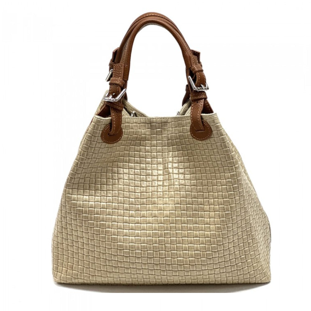 Borsa donna Tortora Chiaro a spalla in pelle 35x16x30 cm Debora IN