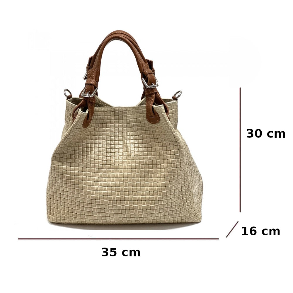 Borsa donna Tortora Chiaro a spalla in pelle 35x16x30 cm Debora IN