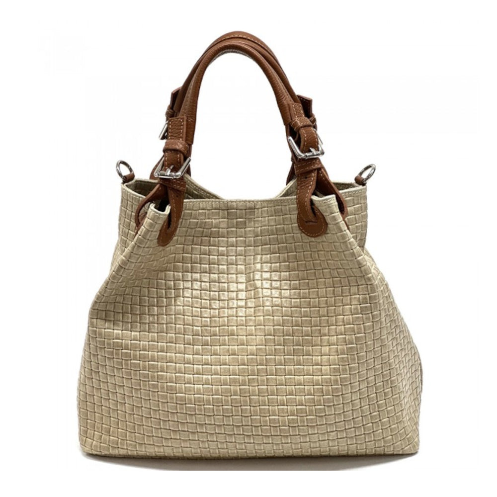 Borsa donna Tortora Chiaro a spalla in pelle 35x16x30 cm Debora IN