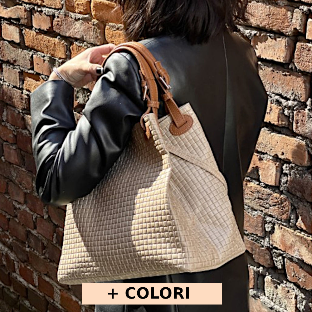 Borsa donna Tortora Chiaro a spalla in pelle 35x16x30 cm - Debora IN