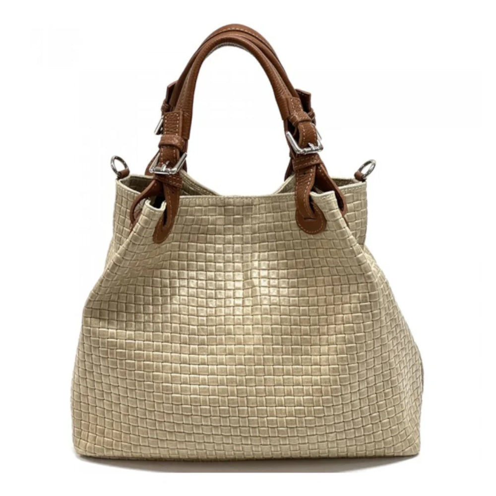 Borsa donna Tortora Chiaro a spalla in pelle 35x16x30 cm Debora IN