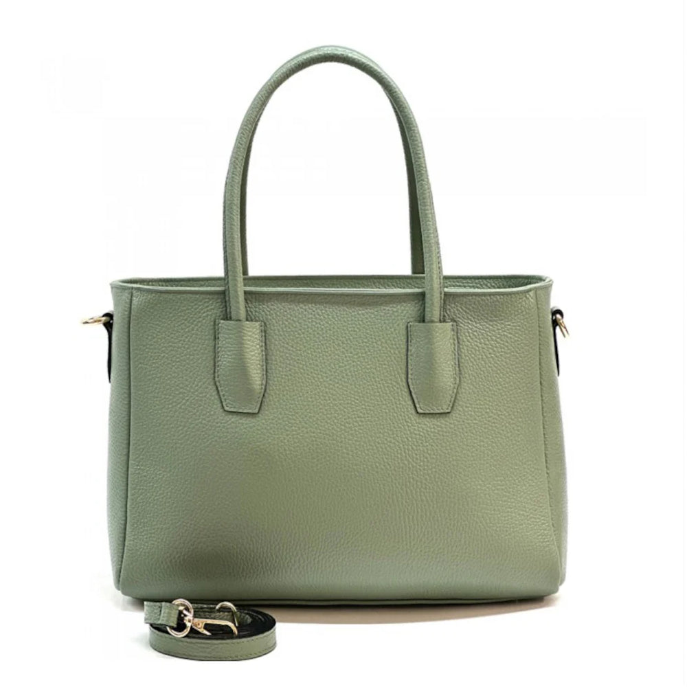 Borsa donna Verde Chiaro a spalla in pelle 37x12x42 cm - Elisenta