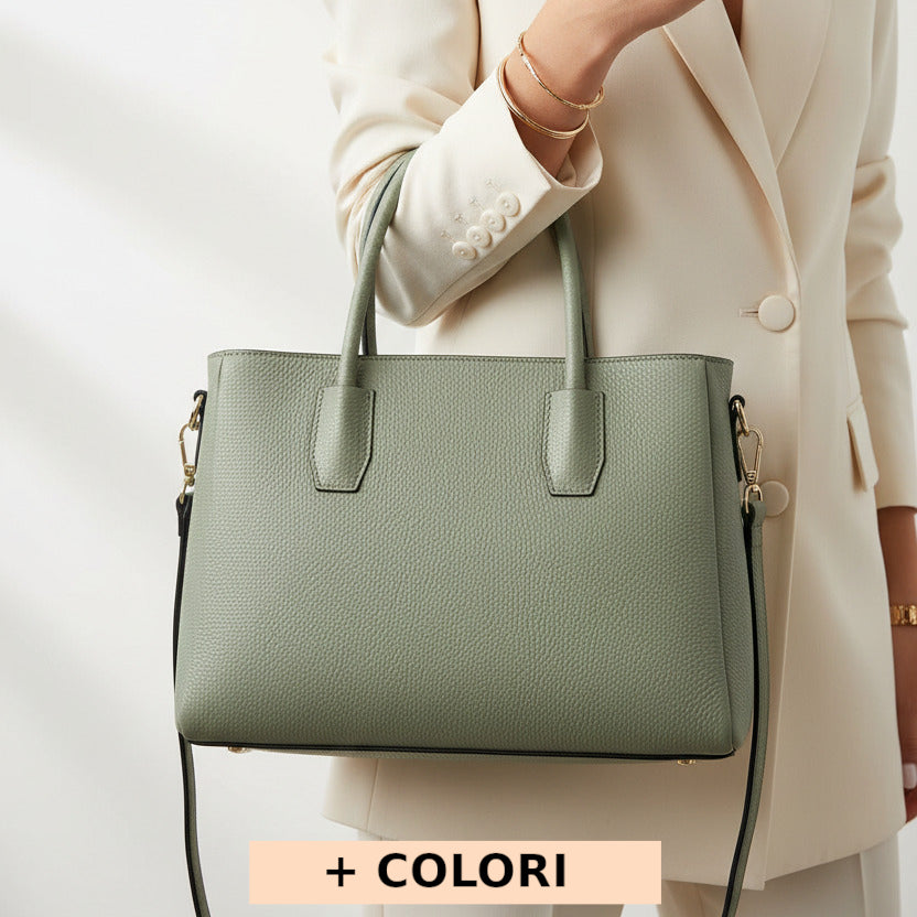 Borsa donna Verde Chiaro a spalla in pelle 37x12x42 cm - Elisenta