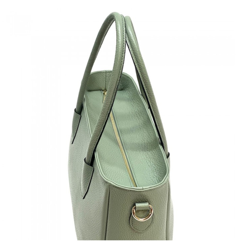 Borsa donna Verde Chiaro a spalla in pelle 37x12x42 cm Elisenta