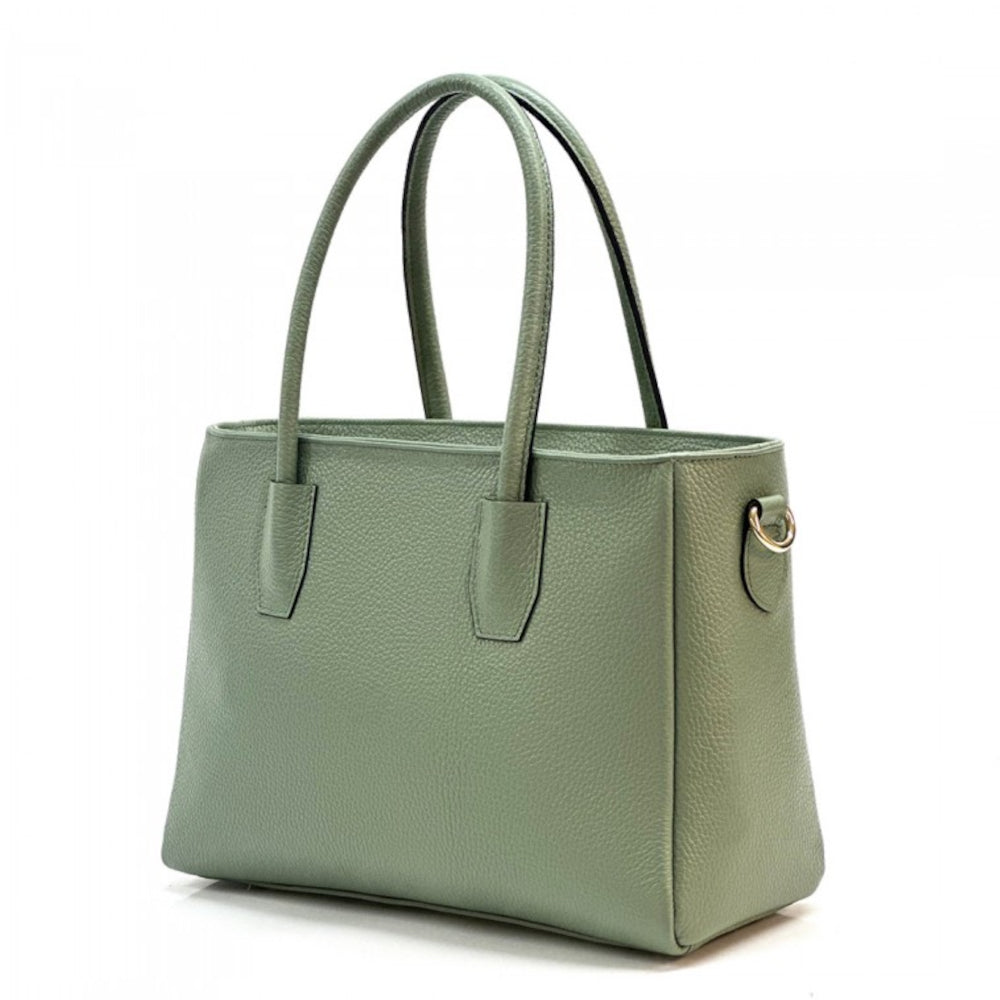 Borsa donna Verde Chiaro a spalla in pelle 37x12x42 cm Elisenta