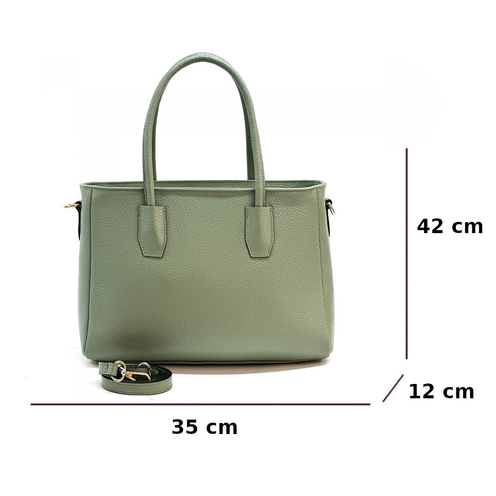 Borsa donna Verde Chiaro a spalla in pelle 37x12x42 cm Elisenta