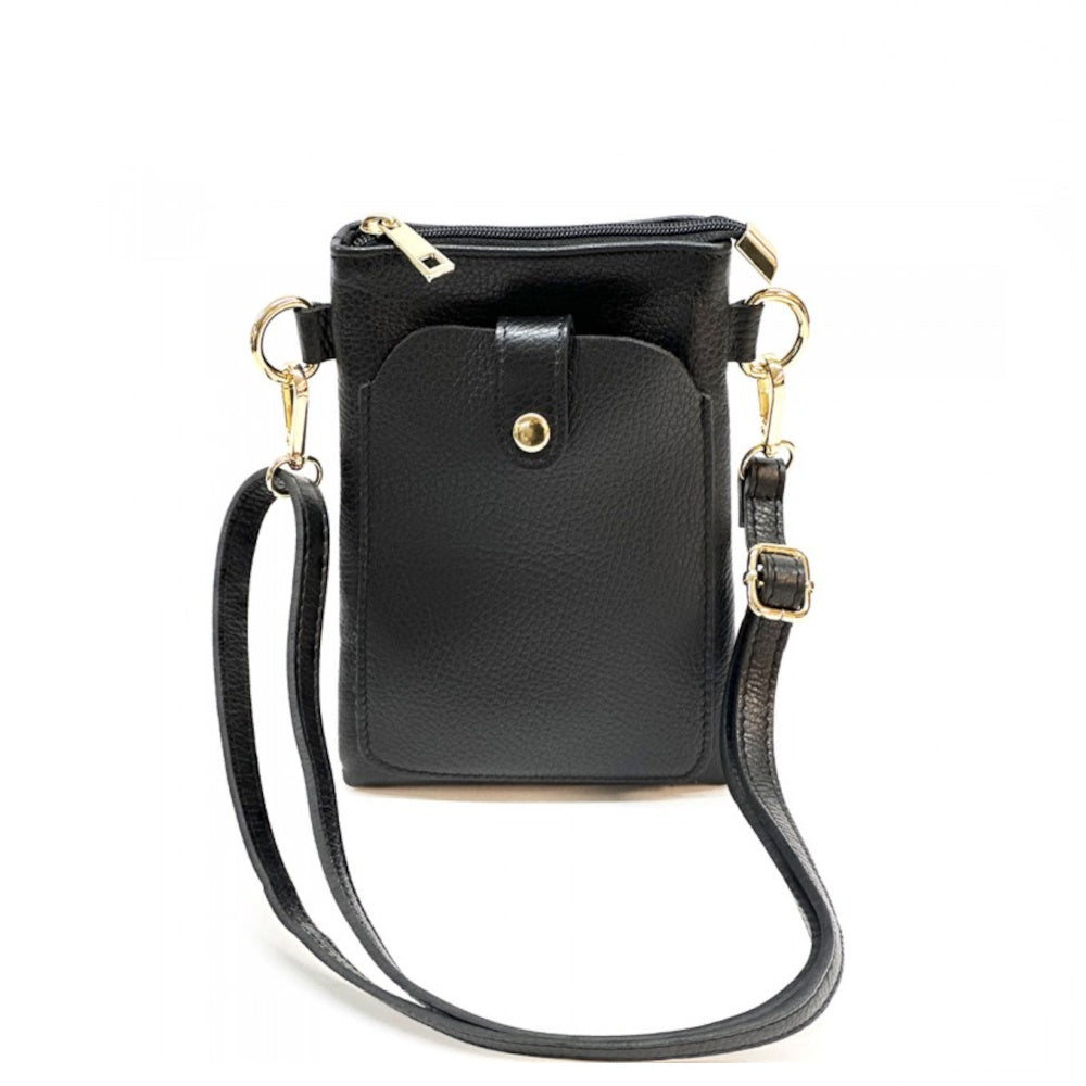 Borsa donna a tracolla Nera in vera pelle 15x21 cm - Eterna