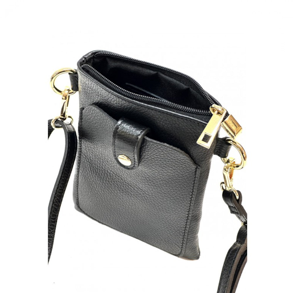 Borsa donna a tracolla Nera in vera pelle 15x21 cm - Eterna