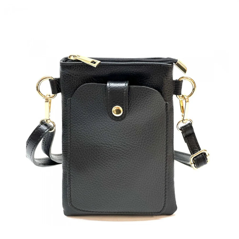Borsa donna a tracolla Nera in vera pelle 15x21 cm - Eterna