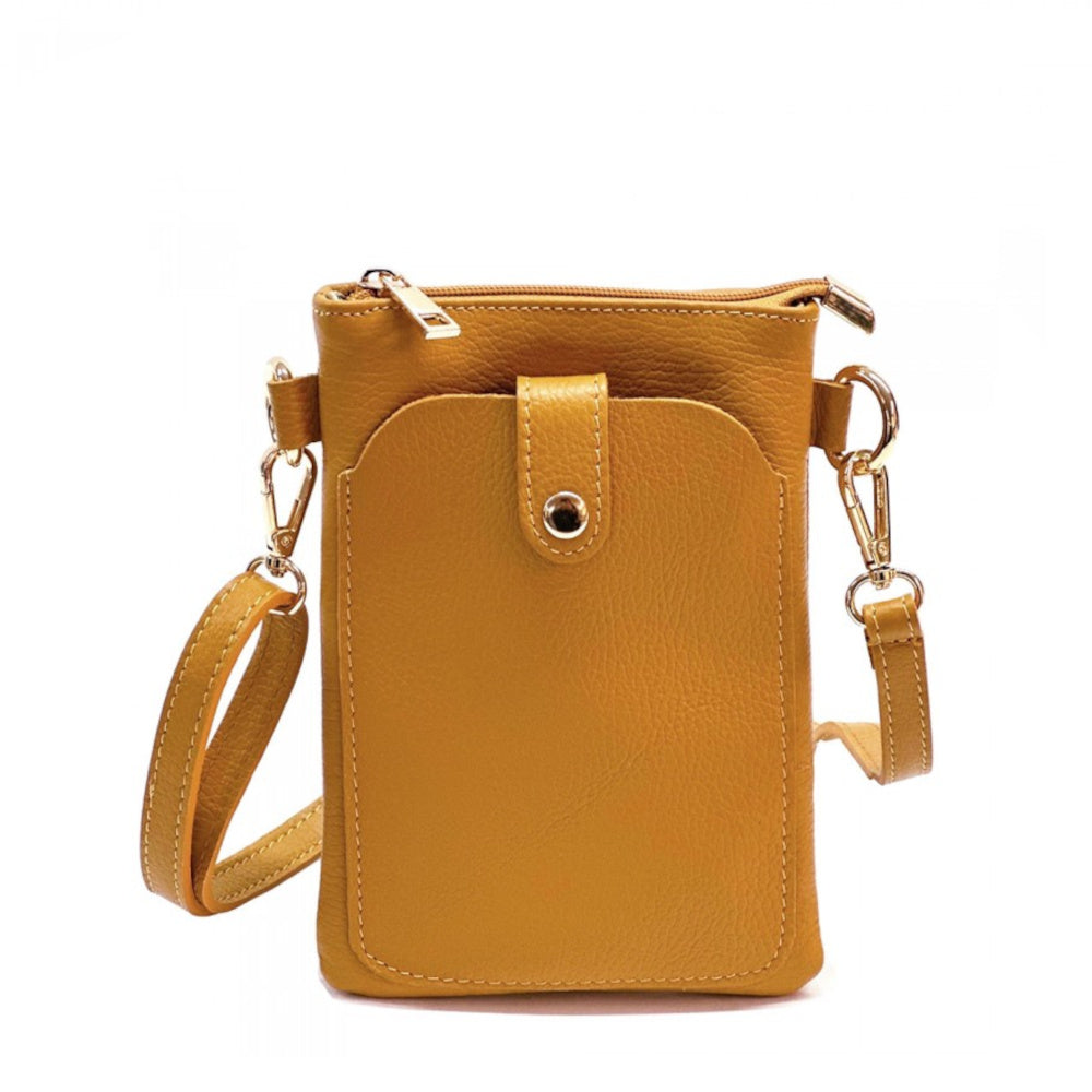 Borsa donna a tracolla cuoio chiaro in vera pelle 15x21 cm - Eterna