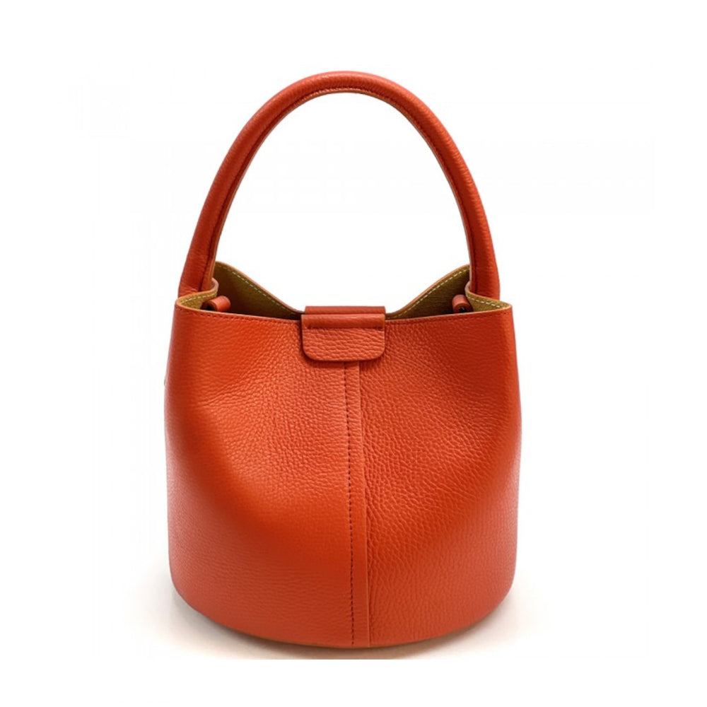 Borsa donna arancione a mano in pelle 26x18x23 cm Grazia