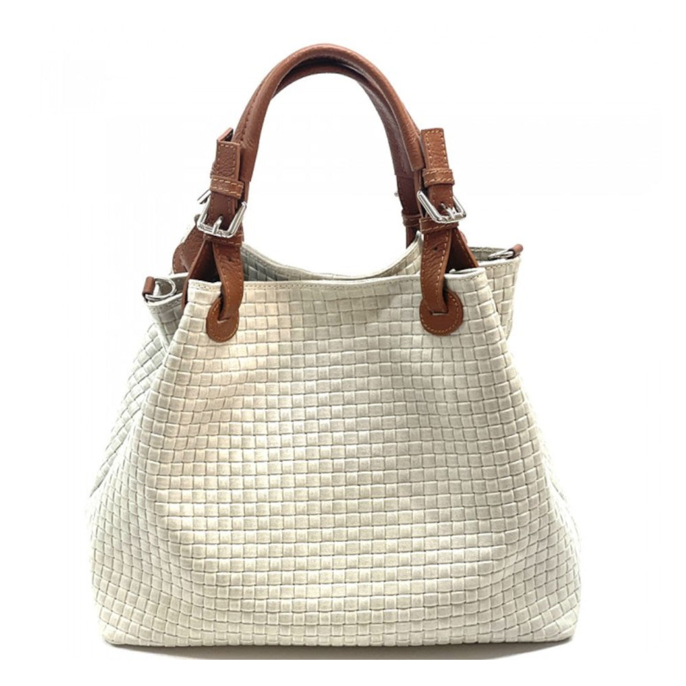 Borsa donna beige a spalla in pelle 35x16x30 cm Debora IN