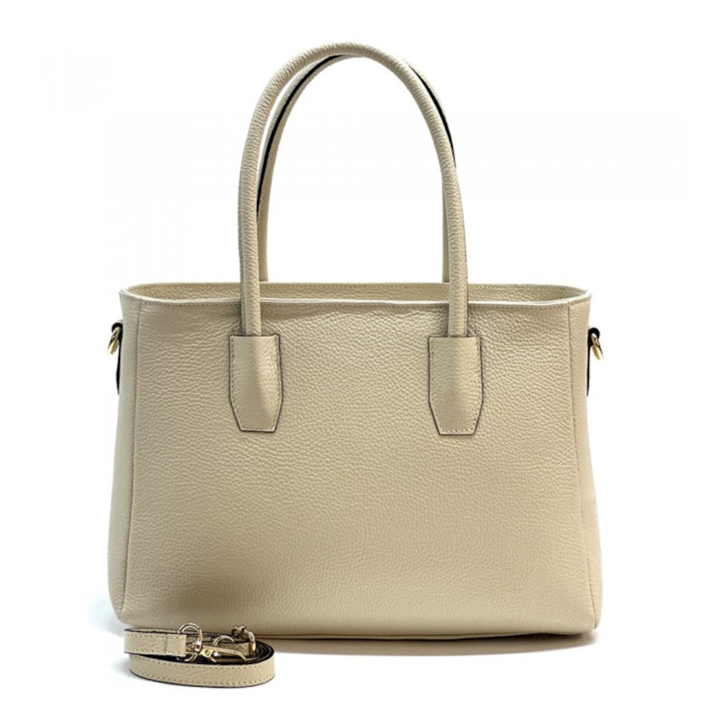 Borsa donna beige a spalla in pelle 37x12x42 cm Elisenta