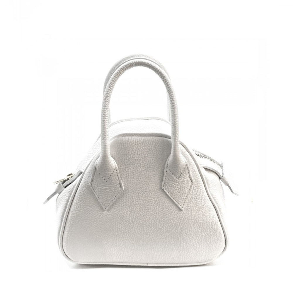 Borsa donna bianca a mano in pelle 24x11x19 cm Portofino