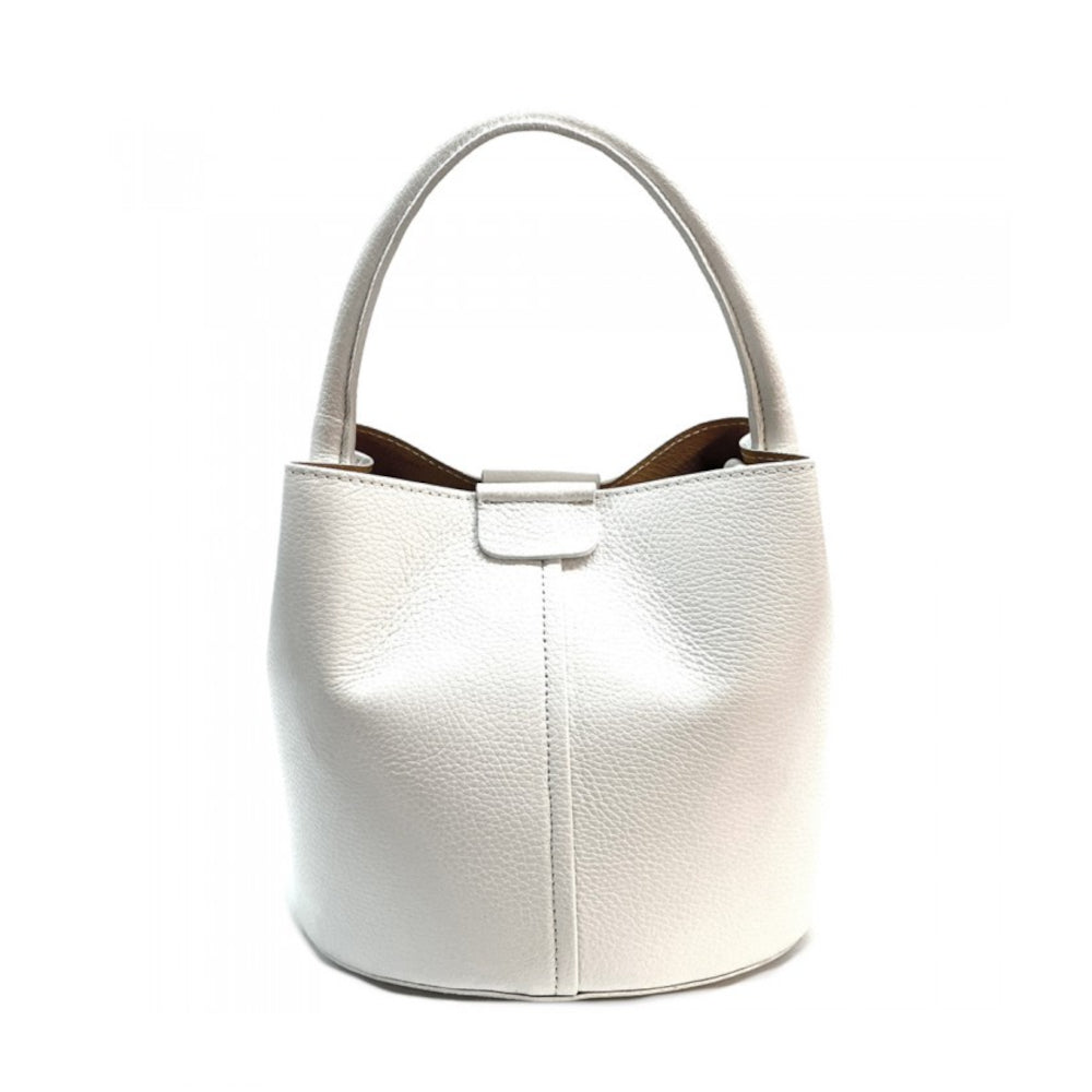 Borsa donna bianca a mano in pelle 26x18x23 cm Grazia