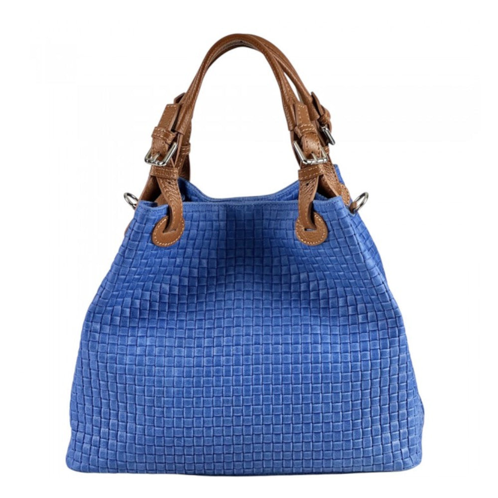 Borsa donna blu elettrico a spalla in pelle 35x16x30 cm Debora IN