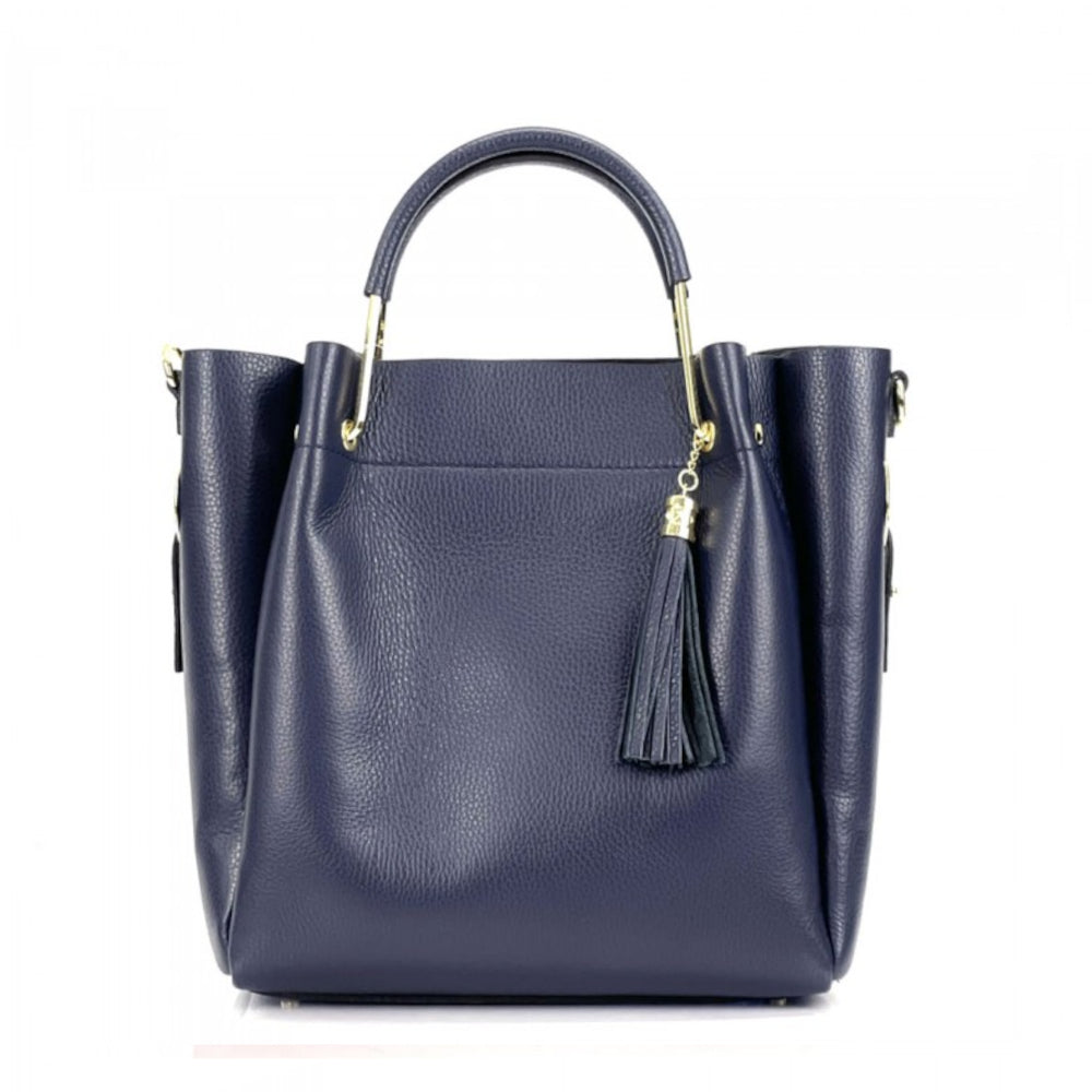 Borsa donna blu scuro a mano in pelle 30x16x25 cm Veronica