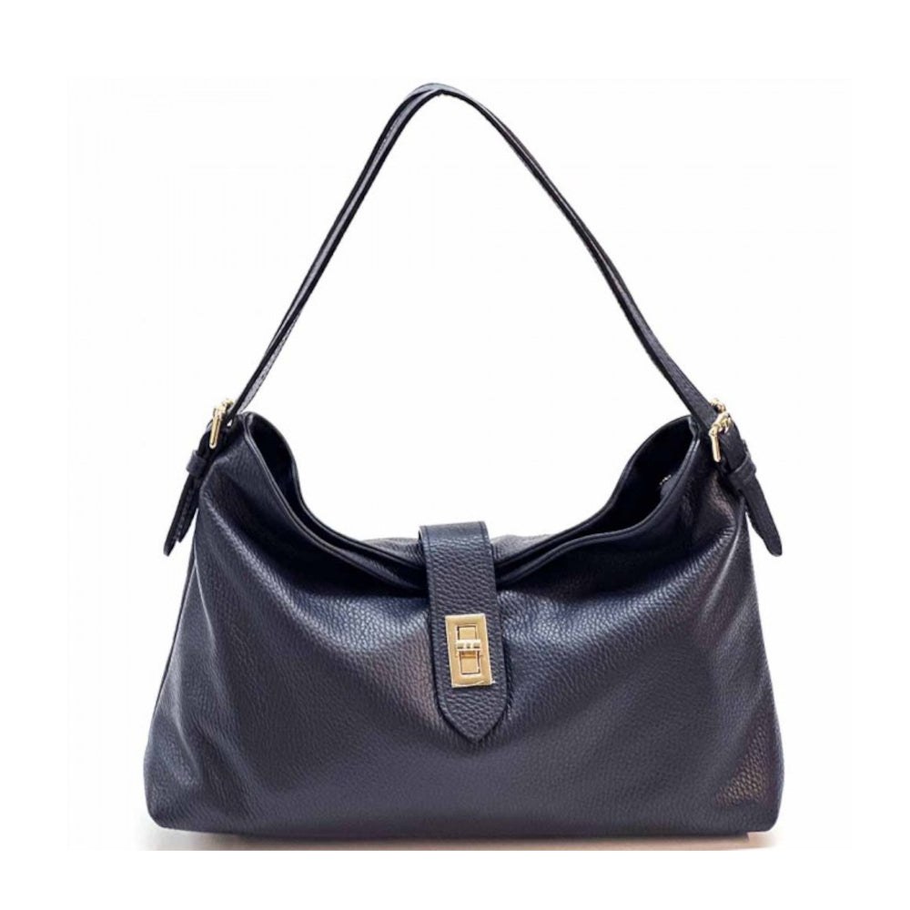 Borsa donna blu scuro a spalla in pelle 34x10x24 cm Carmina