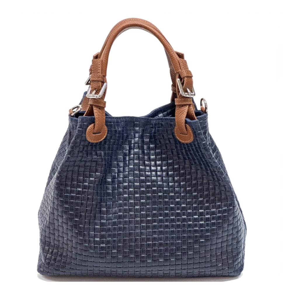 Borsa donna blu scuro a spalla in pelle 35x16x30 cm Debora IN