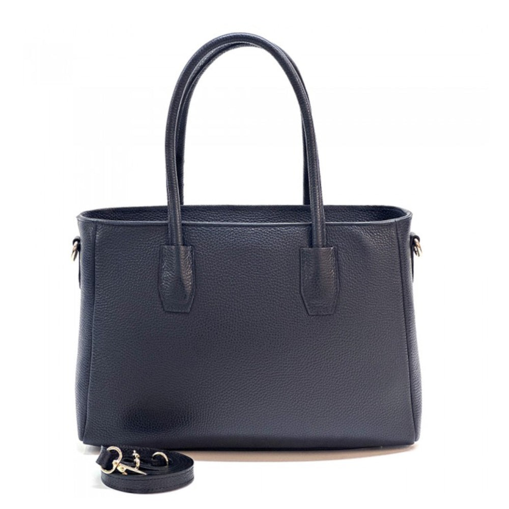 Borsa donna blu scuro a spalla in pelle 37x12x42 cm Elisenta