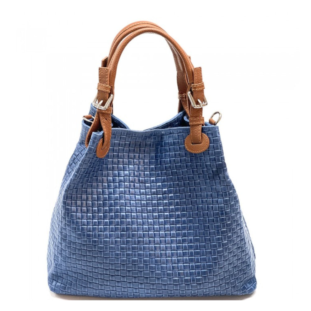 Borsa donna blue jeans a spalla in pelle 35x16x30 cm Debora IN