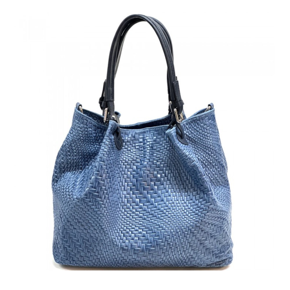 Borsa donna blue jeans a spalla in pelle 46x18x29 cm Debora S