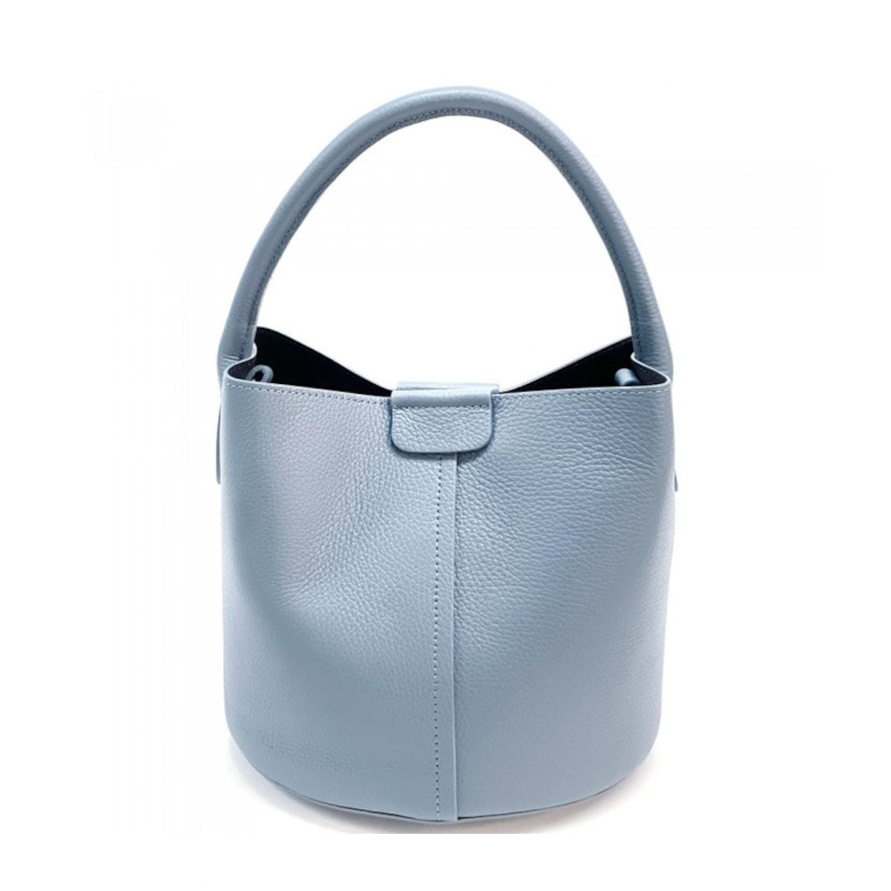 Borsa donna celeste a mano in pelle 26x18x23 cm Grazia