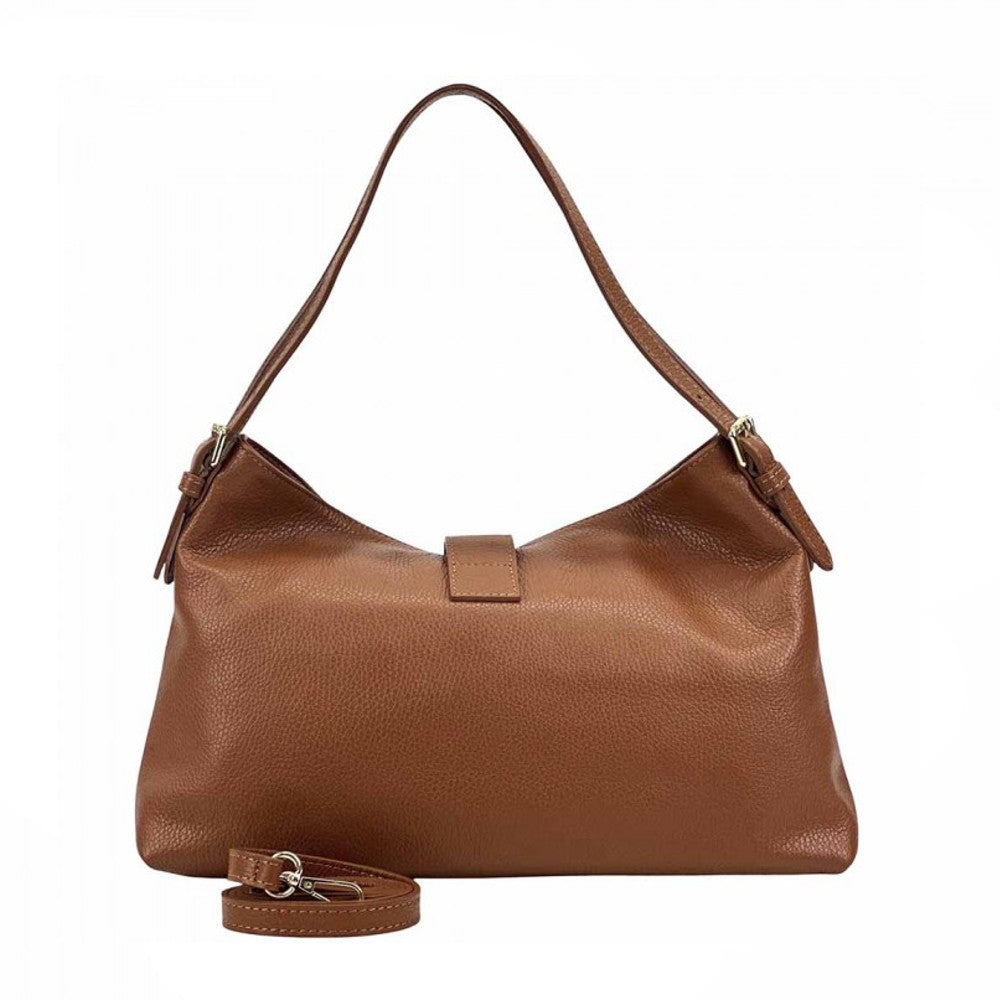 Borsa donna cuoio scuro a spalla in pelle 34x10x24 cm Carmina