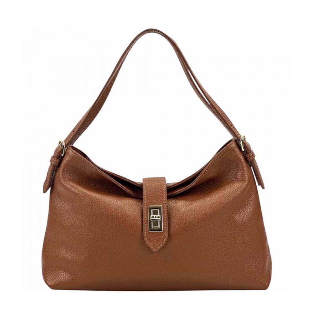 Borsa donna cuoio scuro a spalla in pelle 34x10x24 cm Carmina