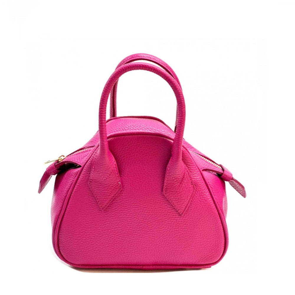 Borsa donna fucsia a mano in pelle 24x11x19 cm Portofino