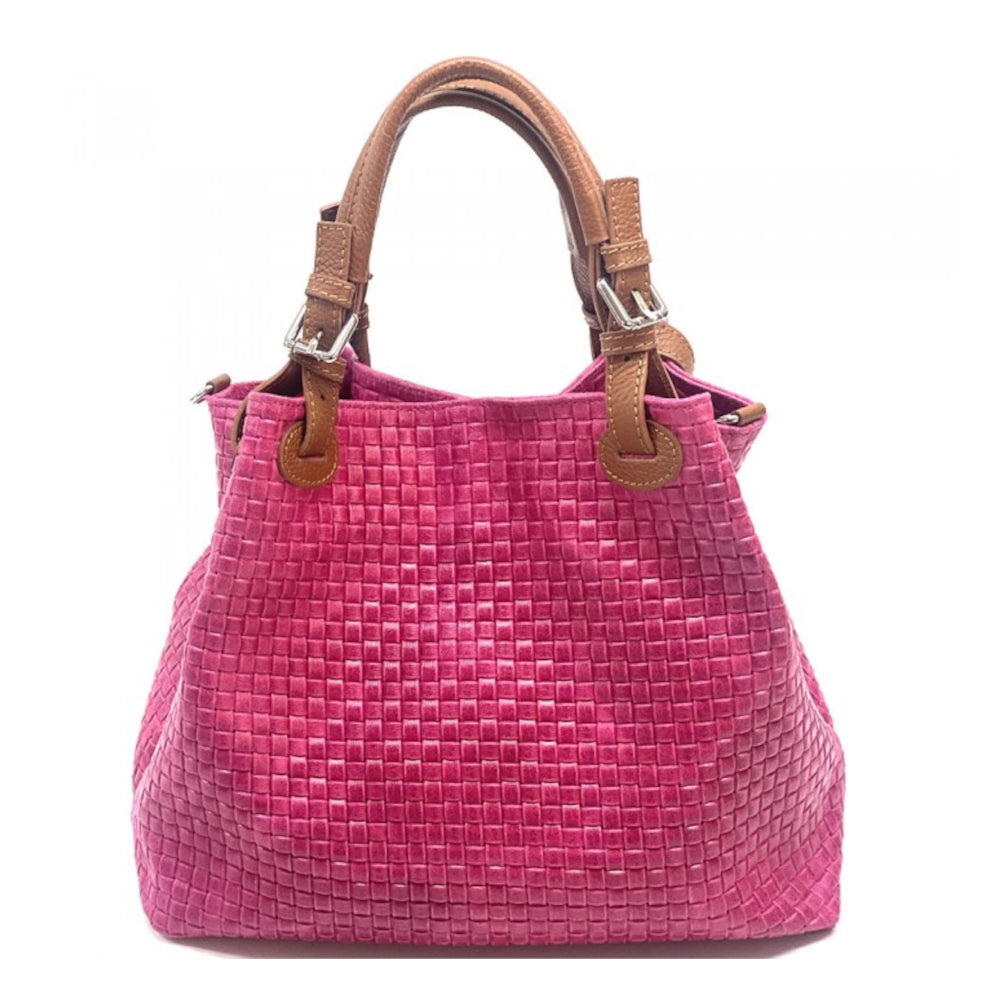 Borsa donna fucsia a spalla in pelle 35x16x30 cm Debora IN