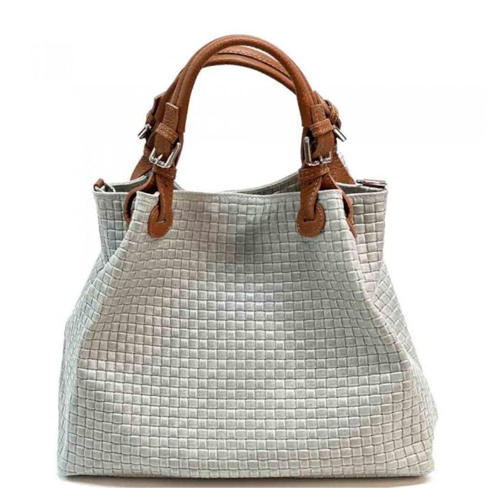 Borsa donna grigio chiaro a spalla in pelle 35x16x30 cm Debora IN
