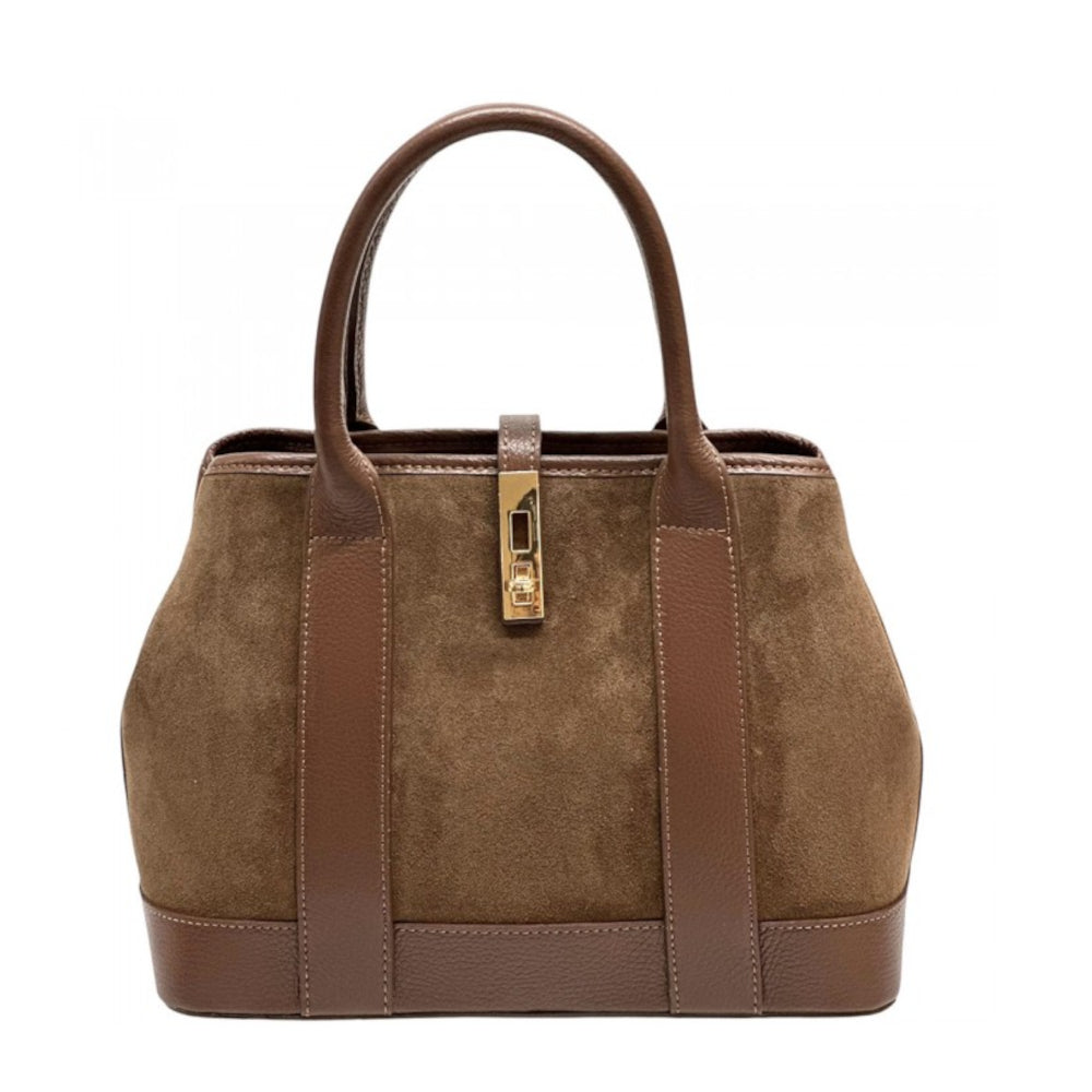 Borsa donna marrone a spalla in pelle 35x14.5x23 cm Vera