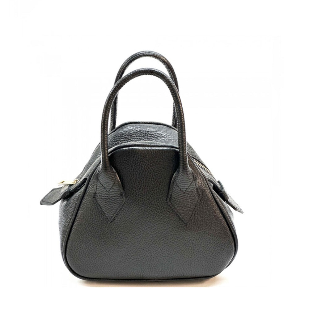 Borsa donna nera a mano in pelle 24x11x19 cm Portofino