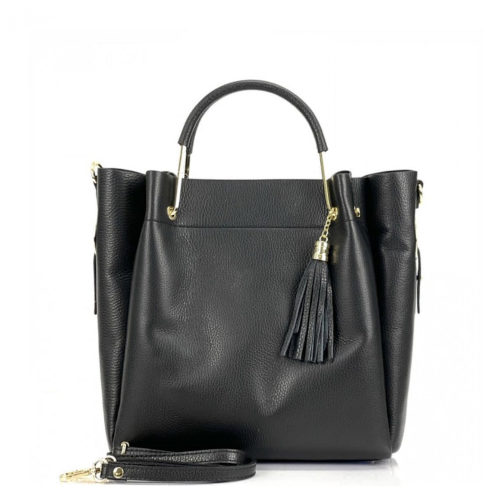 Borsa donna nera a mano in pelle 30x16x25 cm Veronica